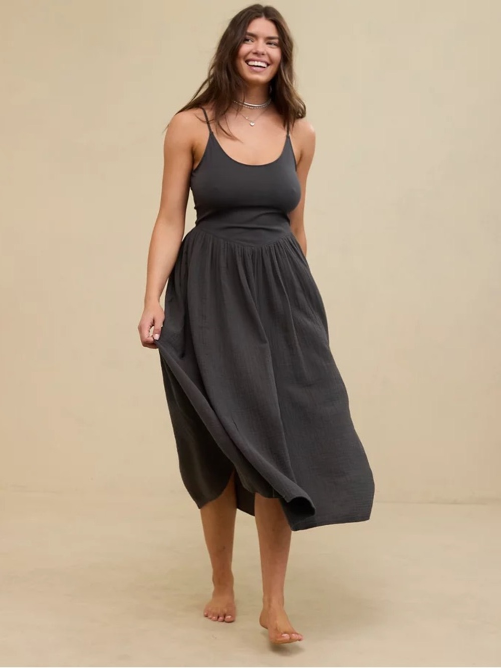 Aerie At the Barre Midi Dress Gray Medium